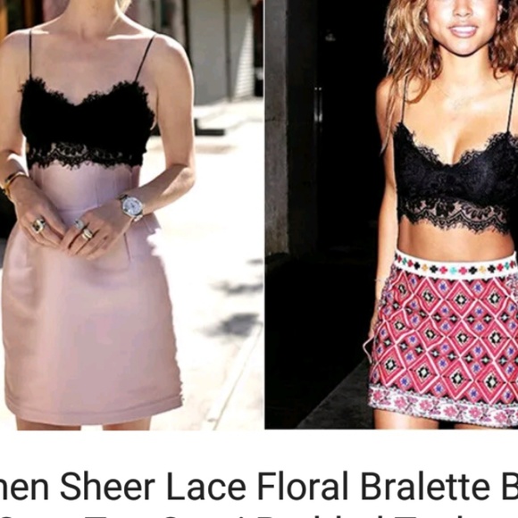 Black Sheer Lace Floral Bralette NWT - Picture 3 of 4